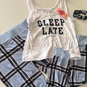 Primark White and Blue Plaid Pajama Set